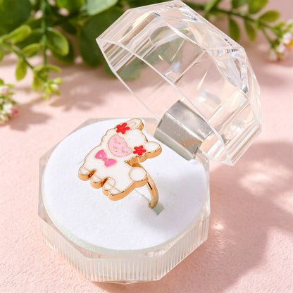 Sweet Sheep Open Ring For Kids In Gold Alloy With Electroplated Finish
