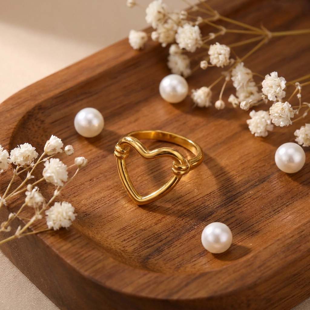 Geometric Electroplated Rings For Women In 304 Stainless Steel With 18K Real Gold PVD Coating And Zircon Inlay