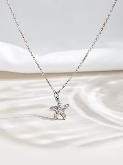 Three-dimensional Starfish Necklace For Women With 18K Real Gold Plated 304 Stainless Steel And PVD Coated Cable Chain