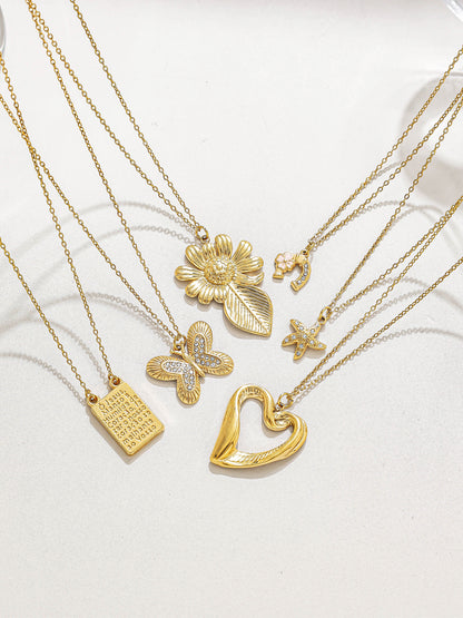 Three-dimensional Starfish Necklace For Women With 18K Real Gold Plated 304 Stainless Steel And PVD Coated Cable Chain
