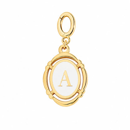 Letter Shell Pendant With Enamel Craftsmanship In White