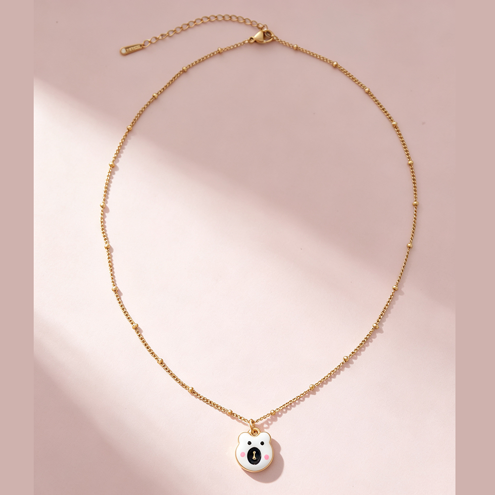 Waterproof Pendant Necklace IG Style 18K Gold Plated 304 Stainless Steel PVD Coated Thin Chain
