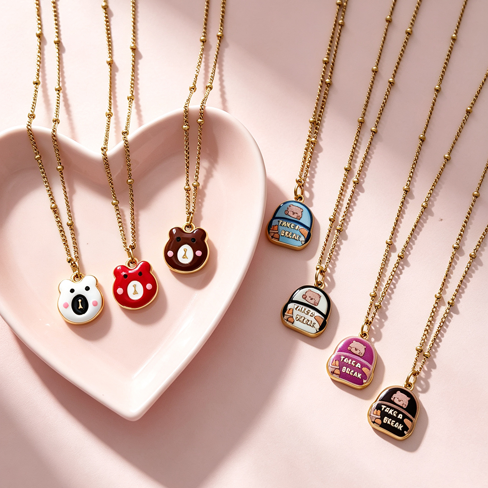 Waterproof Pendant Necklace IG Style 18K Gold Plated 304 Stainless Steel PVD Coated Thin Chain