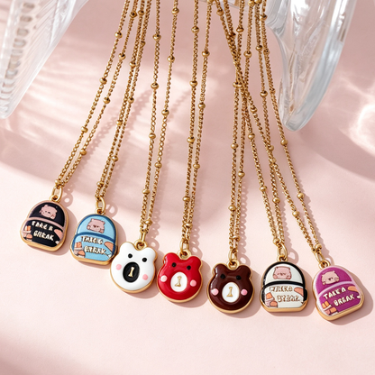Waterproof Pendant Necklace IG Style 18K Gold Plated 304 Stainless Steel PVD Coated Thin Chain