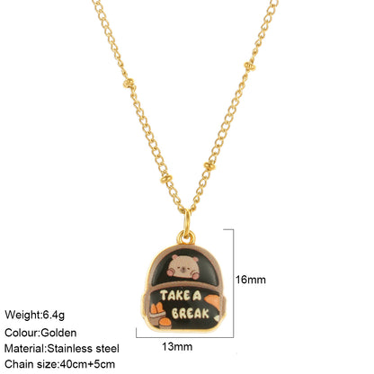 Waterproof Pendant Necklace IG Style 18K Gold Plated 304 Stainless Steel PVD Coated Thin Chain