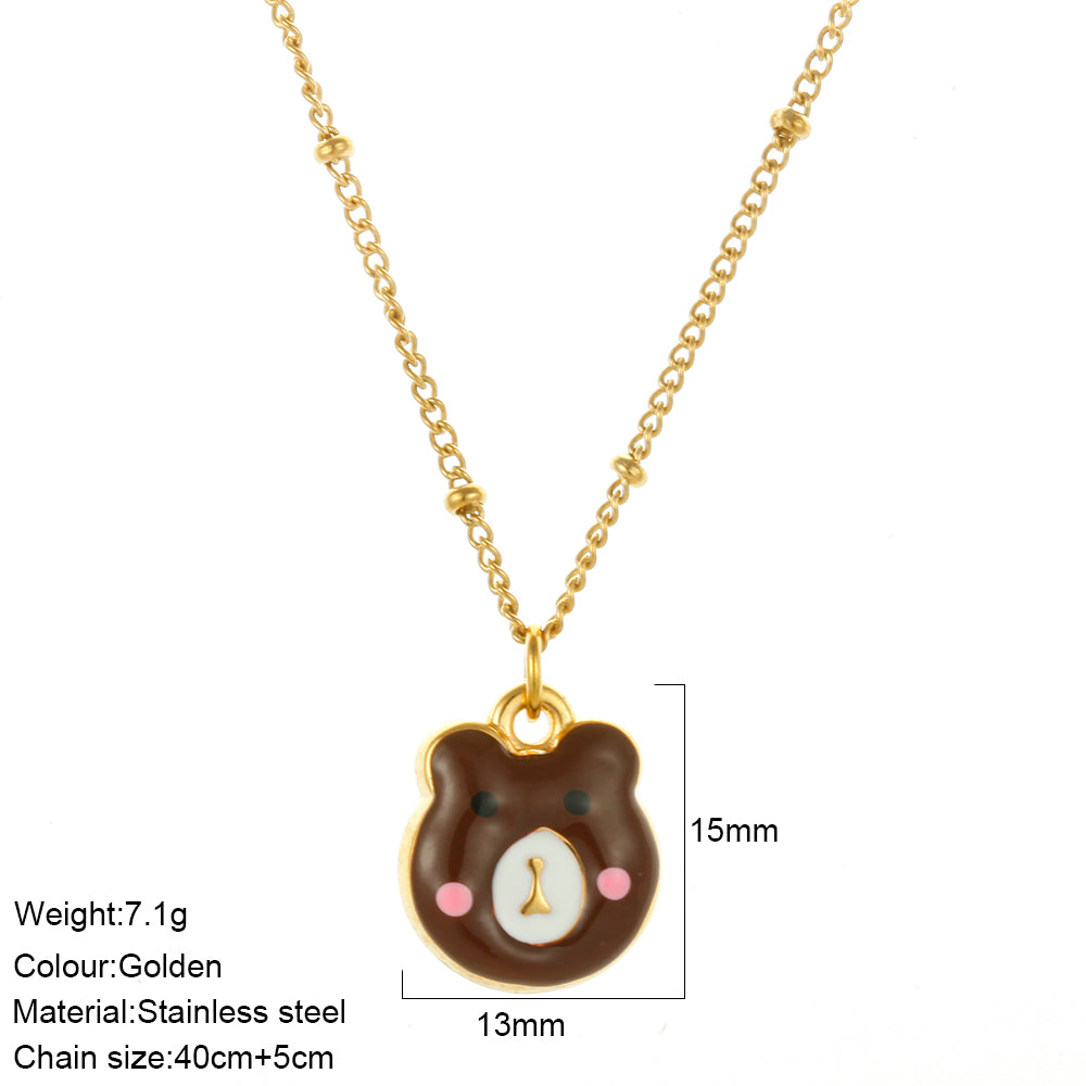Waterproof Pendant Necklace IG Style 18K Gold Plated 304 Stainless Steel PVD Coated Thin Chain