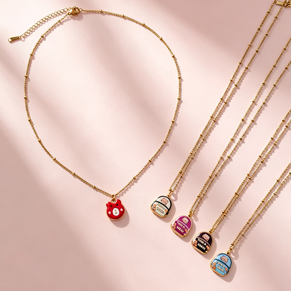 Waterproof Pendant Necklace IG Style 18K Gold Plated 304 Stainless Steel PVD Coated Thin Chain