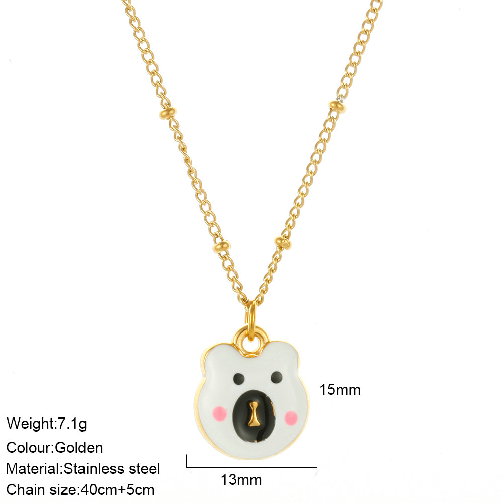 Waterproof Pendant Necklace IG Style 18K Gold Plated 304 Stainless Steel PVD Coated Thin Chain