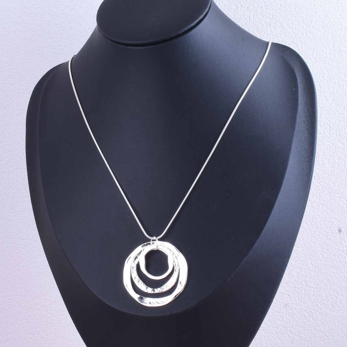 Geometric Sandblasted Zinc Alloy Necklace With Silver Plated Electroplated Finish, Unisex Design