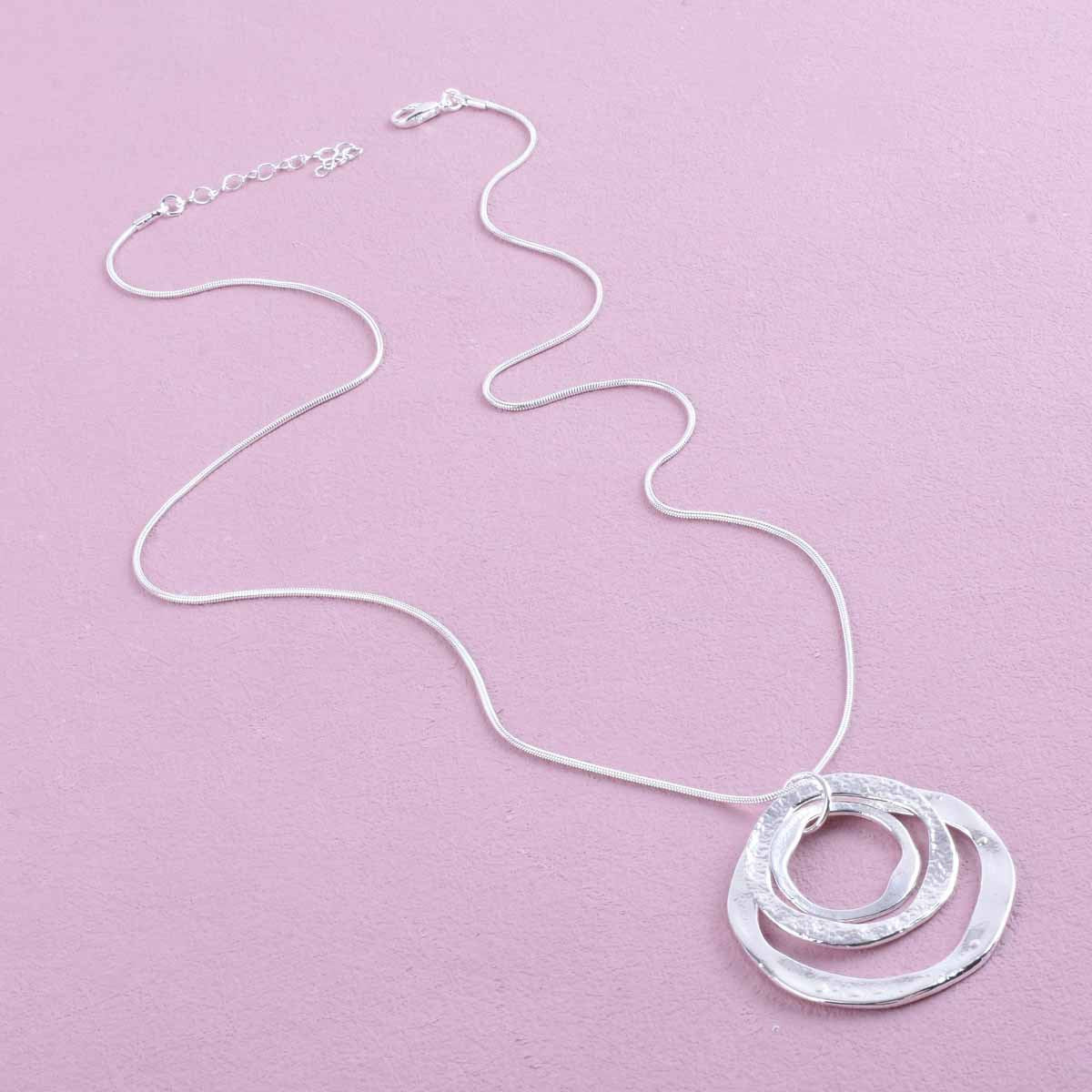 Geometric Sandblasted Zinc Alloy Necklace With Silver Plated Electroplated Finish, Unisex Design