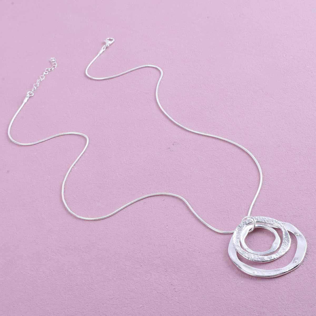 Geometric Sandblasted Zinc Alloy Necklace With Silver Plated Electroplated Finish, Unisex Design