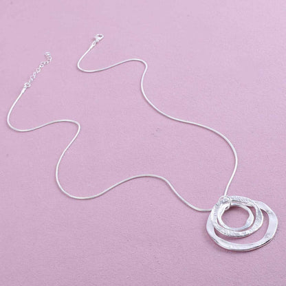 Geometric Sandblasted Zinc Alloy Necklace With Silver Plated Electroplated Finish, Unisex Design