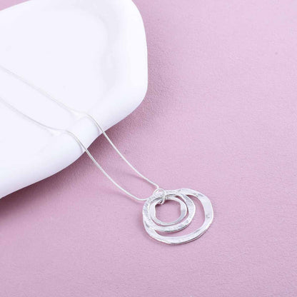 Geometric Sandblasted Zinc Alloy Necklace With Silver Plated Electroplated Finish, Unisex Design