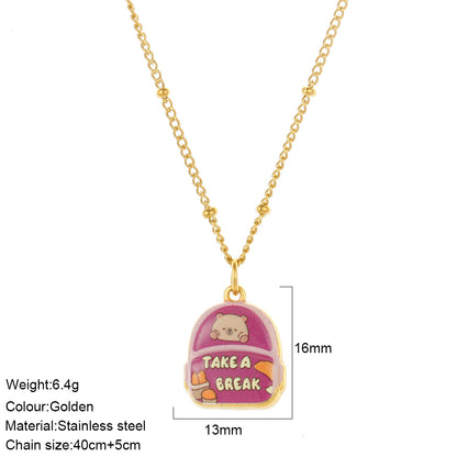 Waterproof Pendant Necklace IG Style 18K Gold Plated 304 Stainless Steel PVD Coated Thin Chain