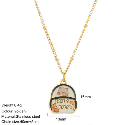 Waterproof Pendant Necklace IG Style 18K Gold Plated 304 Stainless Steel PVD Coated Thin Chain