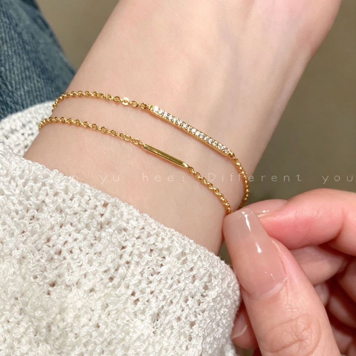 Elaborate Geometric Bracelets For Women In 925 Sterling Silver With 14K Real Gold Electroplated And Zircon Inlay