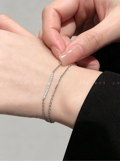Elaborate Geometric Bracelets For Women In 925 Sterling Silver With 14K Real Gold Electroplated And Zircon Inlay