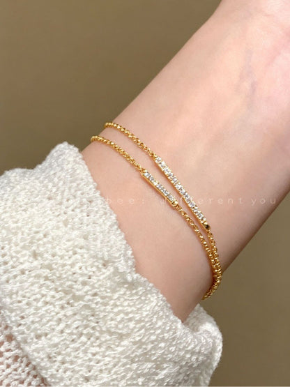 Elaborate Geometric Bracelets For Women In 925 Sterling Silver With 14K Real Gold Electroplated And Zircon Inlay