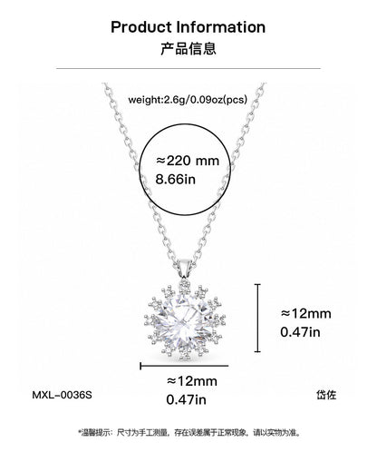 Sweet Sunflower Pendant Necklace For Women With Moissanite Stone, Platinum Plated Cable Chain