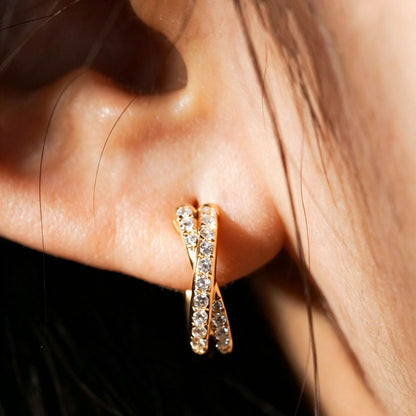 Simple Style Twist Earrings For Women In 18K Real Gold Plated Featuring 925 Sterling Silver Posts
