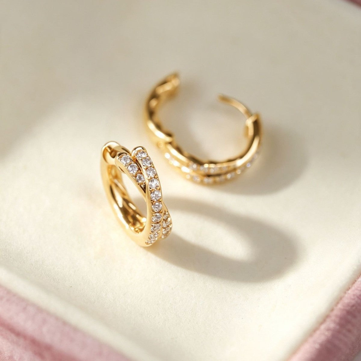 Simple Style Twist Earrings For Women In 18K Real Gold Plated Featuring 925 Sterling Silver Posts