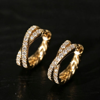 Simple Style Twist Earrings For Women In 18K Real Gold Plated Featuring 925 Sterling Silver Posts