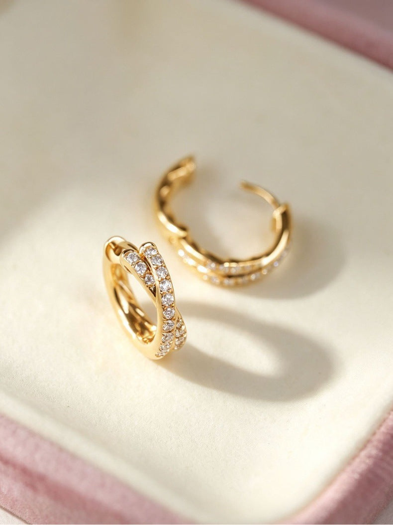 Simple Style Twist Earrings For Women In 18K Real Gold Plated Featuring 925 Sterling Silver Posts