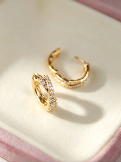 Simple Style Twist Earrings For Women In 18K Real Gold Plated Featuring 925 Sterling Silver Posts
