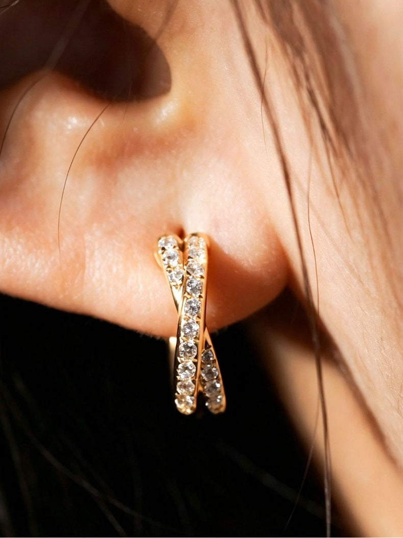 Simple Style Twist Earrings For Women In 18K Real Gold Plated Featuring 925 Sterling Silver Posts