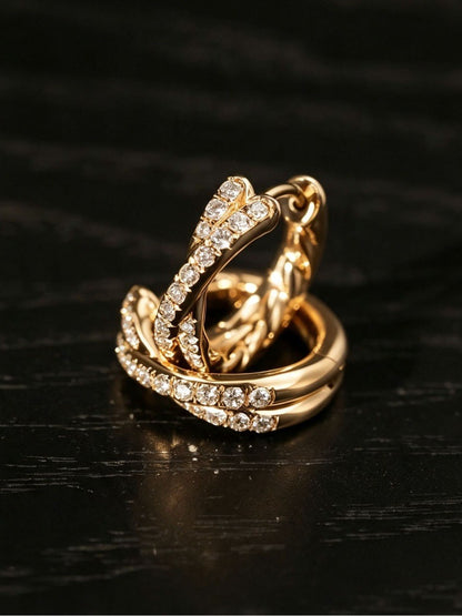 Simple Style Twist Earrings For Women In 18K Real Gold Plated Featuring 925 Sterling Silver Posts