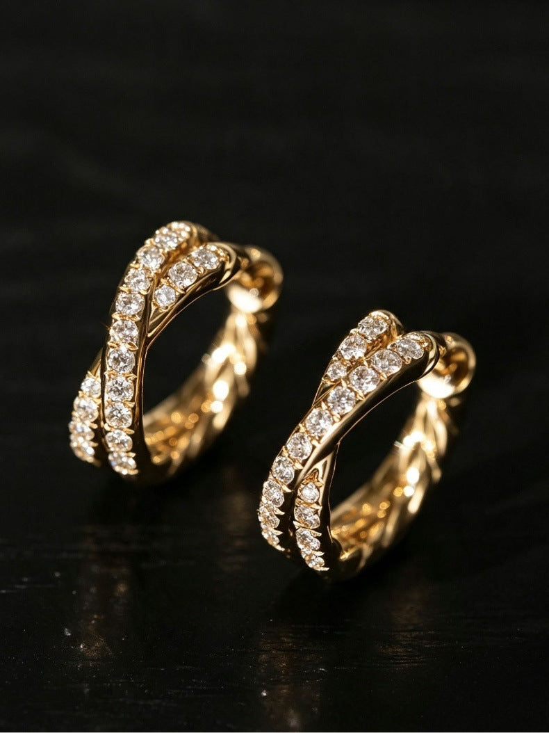 Simple Style Twist Earrings For Women In 18K Real Gold Plated Featuring 925 Sterling Silver Posts