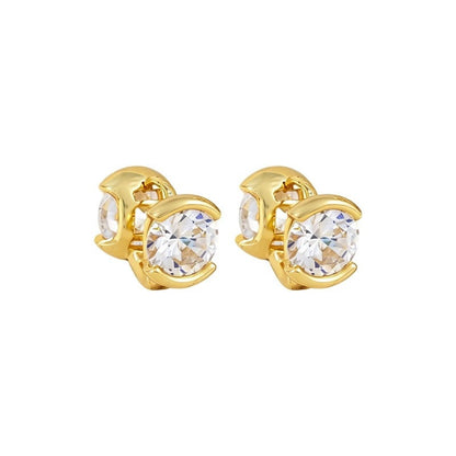 For Women Irregular Gold Stud Earrings Featuring Copper Ear Pins And Zircon Inlay