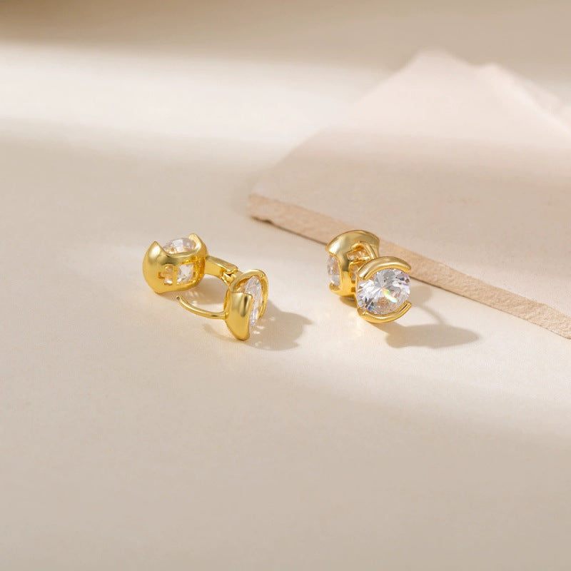 For Women Irregular Gold Stud Earrings Featuring Copper Ear Pins And Zircon Inlay