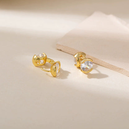For Women Irregular Gold Stud Earrings Featuring Copper Ear Pins And Zircon Inlay