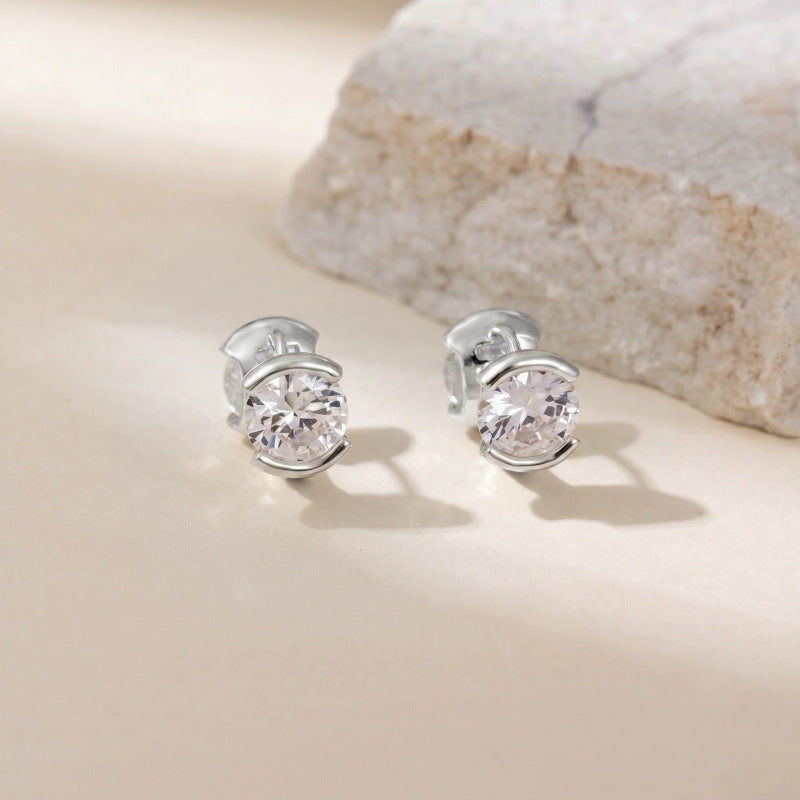 For Women Irregular Gold Stud Earrings Featuring Copper Ear Pins And Zircon Inlay