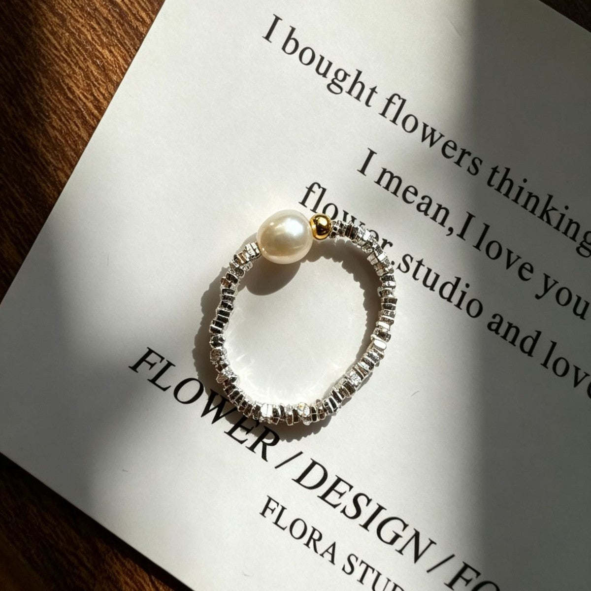 Color Block Simple Style Women’s Ring In 925 Sterling Silver With Freshwater Pearl, Electroplated Two Tone Finish