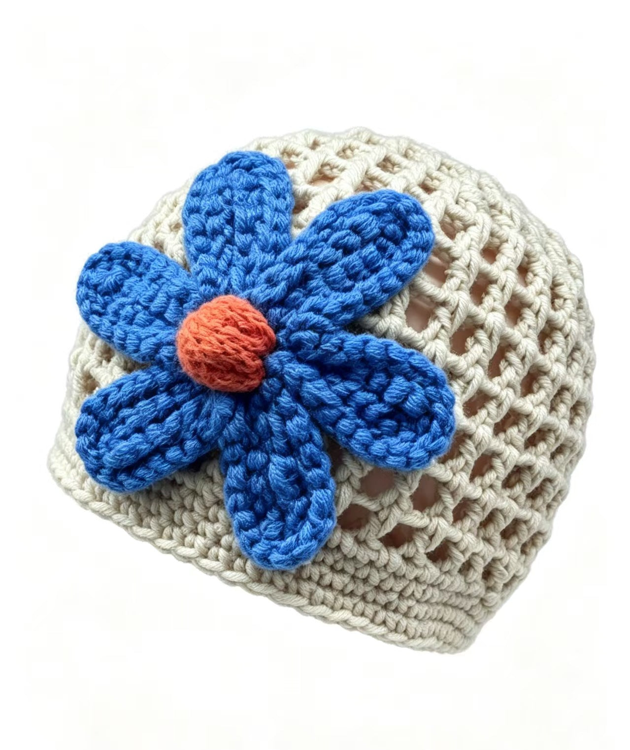 Cute Women’s Breathable Wool Cap With Flowers Pattern, Brimless Design, Made Of Polyester Featuring Hollow Out Craft