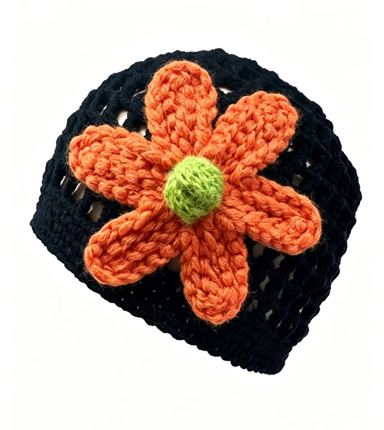 Cute Women’s Breathable Wool Cap With Flowers Pattern, Brimless Design, Made Of Polyester Featuring Hollow Out Craft