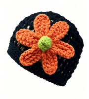 Sunflower Knit Hat - Black