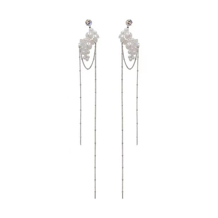 Marine Style Asymmetrical Drop Earrings With Rhinestones And Artificial Crystal Inlay, White K Plated For Women