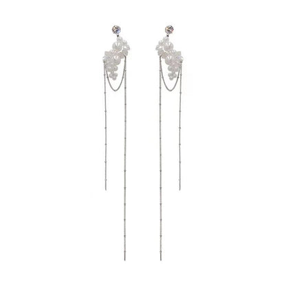 Marine Style Asymmetrical Drop Earrings With Rhinestones And Artificial Crystal Inlay, White K Plated For Women