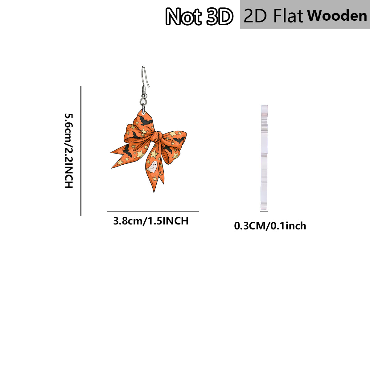 Funny Bow Tie Print Wooden Earrings For Women With 304 Stainless Steel Ear Posts