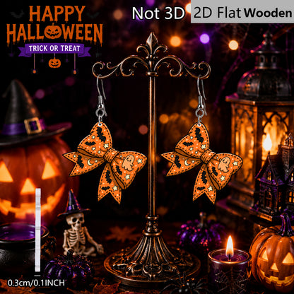 Funny Bow Tie Print Wooden Earrings For Women With 304 Stainless Steel Ear Posts
