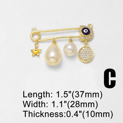 Heart Shape Pendant In Copper With 18K Real Gold Plated Water Plating And Zircon Inlay, 0.03µm Thickness, 1 Piece