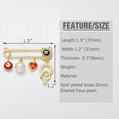 Heart Shape Pendant In Copper With 18K Real Gold Plated Water Plating And Zircon Inlay, 0.03µm Thickness, 1 Piece