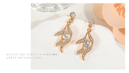 Women’s Jewelry Set Featuring Plant Pattern With Electroplated Alloy And Rhinestones, Cable Chain Included
