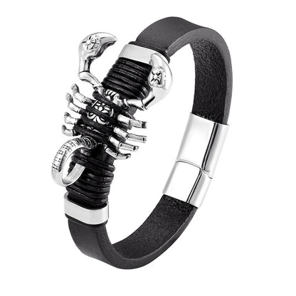 Retro Scorpion Men's Bracelet Featuring Leather Rope Braid For Stylish And Durable Wear