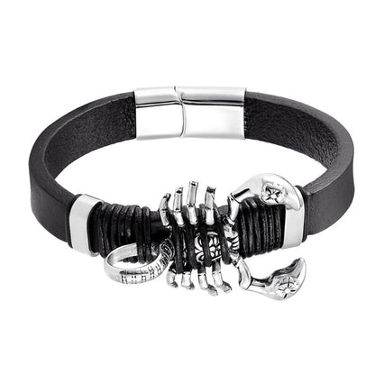 Retro Scorpion Men's Bracelet Featuring Leather Rope Braid For Stylish And Durable Wear