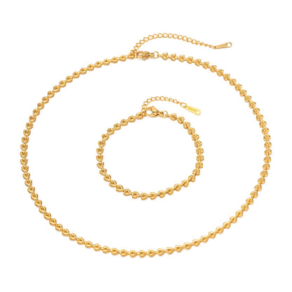 Heart Shape Braid Necklace For Women In Gold, Simple Style With Titanium Steel Woven Chain