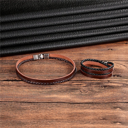 Geometric PU Leather Bracelets With Electroplated Finish, Unisex Design Perfect For Travel